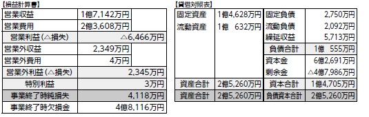 損益計算書・貸借対照表