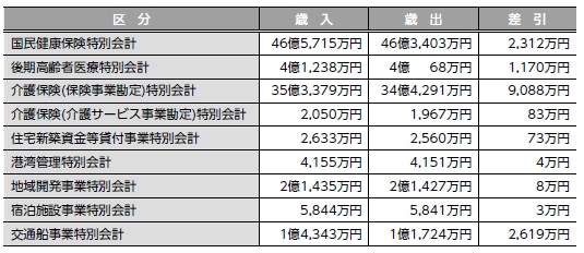 特別会計　歳入・歳出の状況