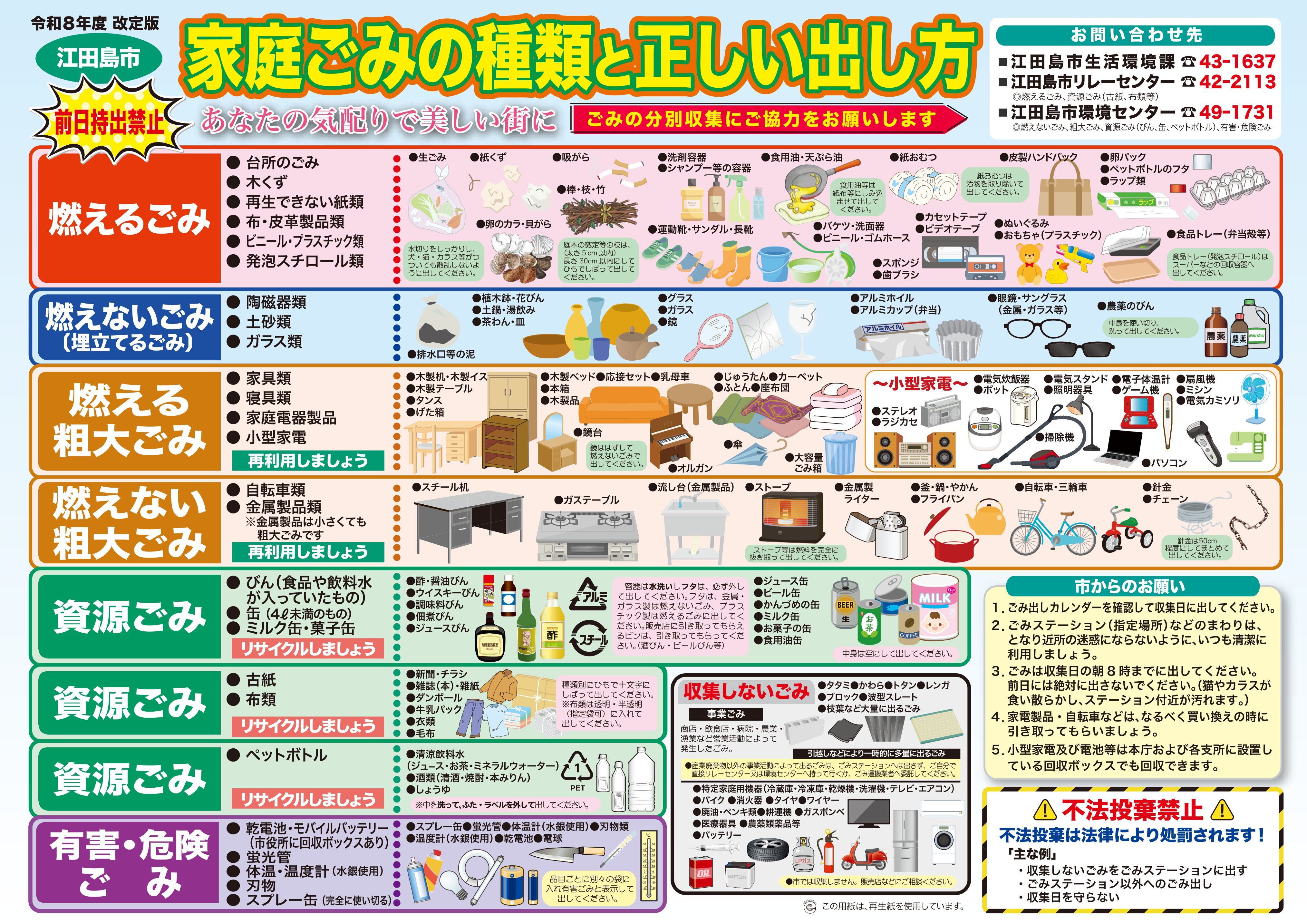 こみページ 家庭ごみの種類と正しい出し方」ポスターをご利用ください｜江田島