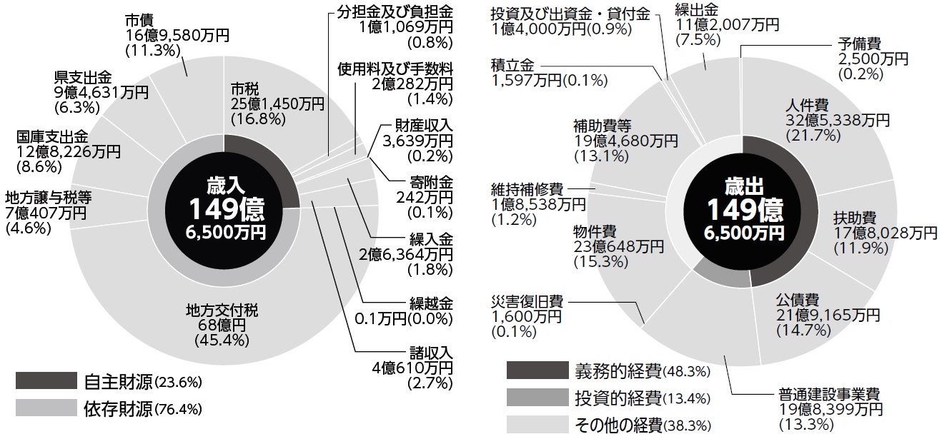 当初予算歳入・歳出園グラフ