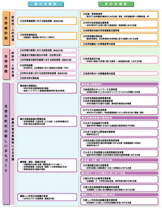 国と県の合併支援策